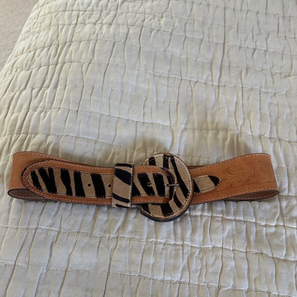 Rare Vintage Haircalf Animal Print Leather Belt bambicore